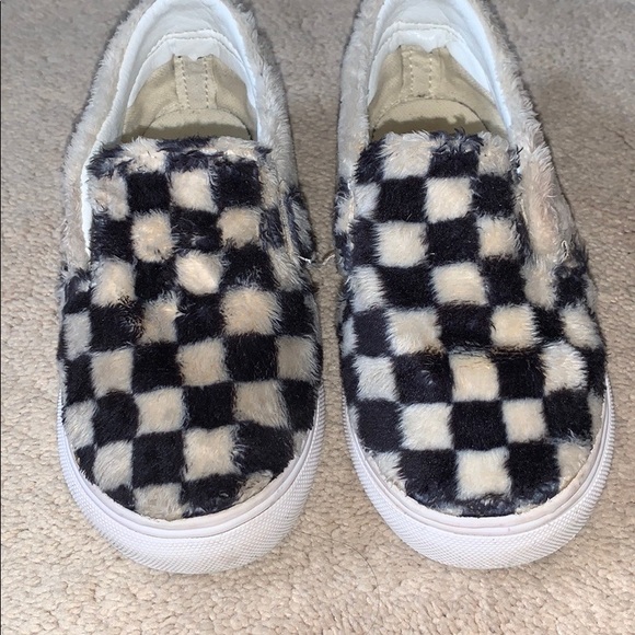 furry van slip ons